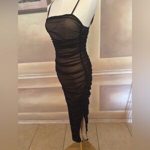 Elegant Black Ruched Dress